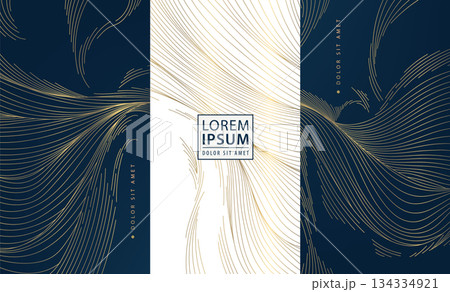 Luxury wave pattern, elegant gold lines, art deco elements. Vector premium abstract background, Japanese flowing water textures. Wine labels, chocolate packaging, gift boxes, menu. Luxury wave pattern, elegant gold lines, art deco elements. Vector premium abstract background, Japanese flowing water textures. Wine labels, chocolate packaging, gift boxes, menu. 134334921