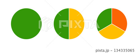 Multicolored diagrams infographic. Circle section graph. Wheels divided in sections. Multicolored round charts, pies segmented on from 1 to 3 equal parts. Loading bar mockup. Pie, pizza chart layout. Multicolored diagrams infographic. Circle section graph. Wheels divided in sections. Multicolored round charts, pies segmented on from 1 to 3 equal parts. Loading bar mockup. Pie, pizza chart layout. 134335065