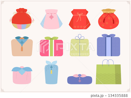 Vector illustrations of traditional Korean gifts. 134335888