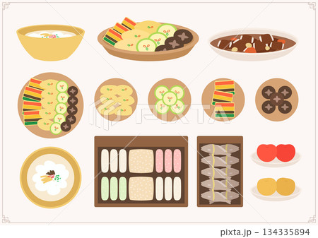 Vector illustrations of traditional Korean foods. Vector illustrations of traditional Korean foods. 134335894
