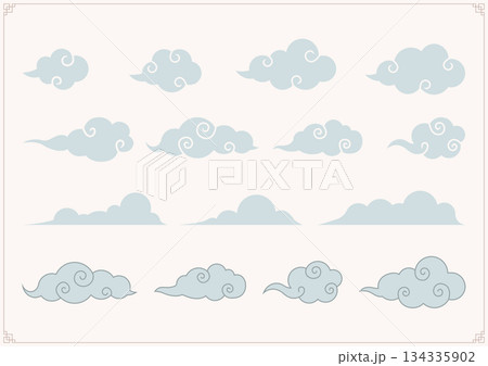 Vector illustration of traditional Korean cloud patterns. Vector illustration of traditional Korean cloud patterns. 134335902