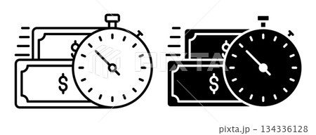 Linear icon. Time to make money. Simple vector isolated on white background 134336128