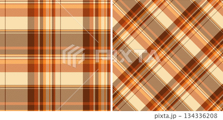 Pattern vector fabric of tartan seamless check with a texture textile plaid background. Set in coffee colors for stylish picture ideas for fashion inspiration. 134336208