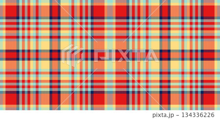 Packaging fabric check seamless, worn textile texture tartan. Sale plaid pattern vector background in red and teal colors. Packaging fabric check seamless, worn textile texture tartan. Sale plaid pattern vector background in red and teal colors. 134336226
