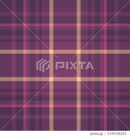 Stylish plaid pattern with purple, pink, and beige hues. Perfect for fashion, textile design, backgrounds, and adding a touch of classic elegance to any project. 134336261