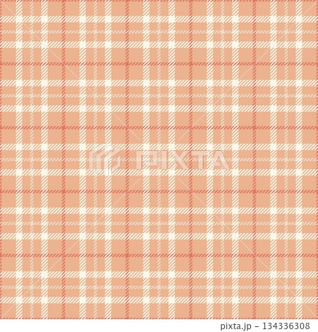Old lace vector pattern fabric, graph textile background plaid. Fade tartan seamless texture check in orange and old lace colors. 134336308