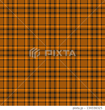 Decorative background pattern tartan, deco textile vector texture. Full check seamless plaid fabric in orange and black colors. 134336325