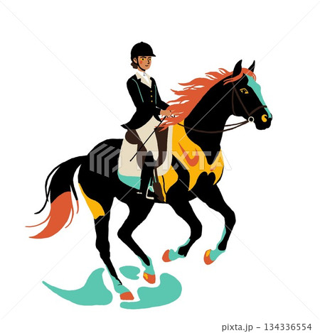 乗馬する男の子 134336554