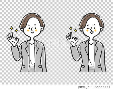 Career woman making an OK sign, whole body, vector 134336571