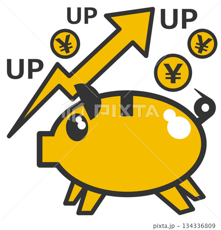 家計を節約して投資した株価が上昇して財産が増えるイラスト 134336809