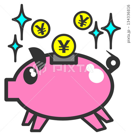 家計を節約して投資した株価が上昇して財産が増えるイラスト 134336816