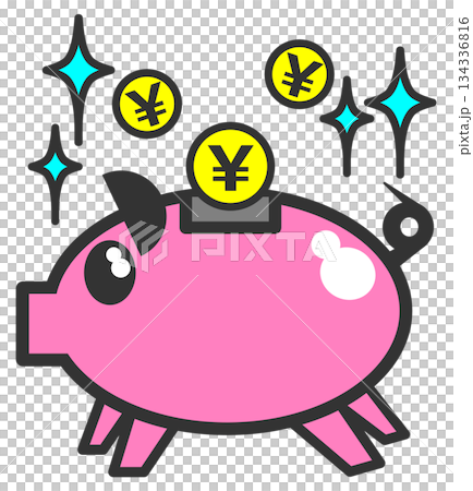 Illustration of a person saving money and investing in stocks, which increases their wealth 134336816