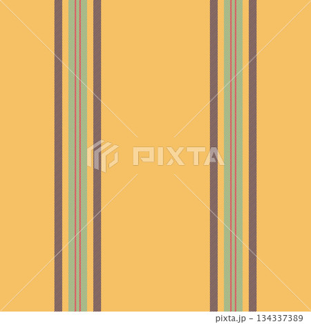 Cepeat background lines textile, hipster fabric seamless texture. Factory pattern vertical stripe vector in amber and teal colors. 134337389