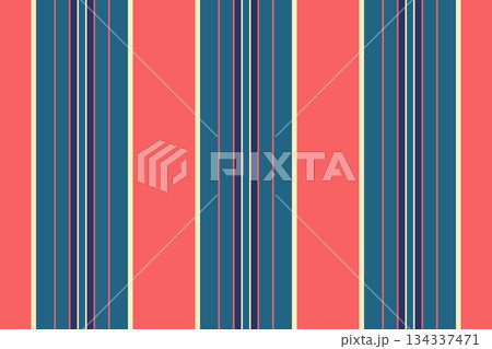 Lurface seamless vector lines, rose pattern vertical textile. Smooth stripe texture fabric background in red and cyan colors. 134337471