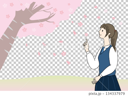 女高中生與櫻花 134337979