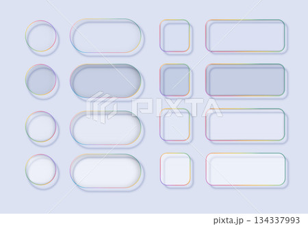 Liquid glass in different shapes. UI interface element with blur effect. Modern web design. Vector 134337993