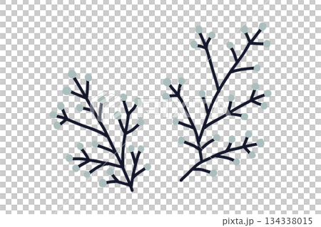 北歐風格的簡約植物枝條插圖 134338015