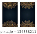 Business cards set with golden mandala decorative elements on black 134338211