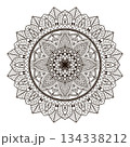 Detailed mandala on white background for coloring books henna, mehndi, tattoo, decoration. 134338212