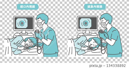 圖示比較口腔內視鏡檢查和鼻內視鏡檢查（疼痛和舒適度的差異） 134338892