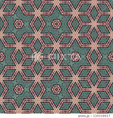 Embroidery Print Design with Traditional Sashiko and Kogin Stitching and Asanoha Motifs . Elegant Japanese Textile Pattern for Fabric, Surface & Print Design 134338917