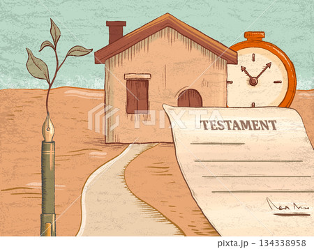 Last will and testament with fountain pen 134338958