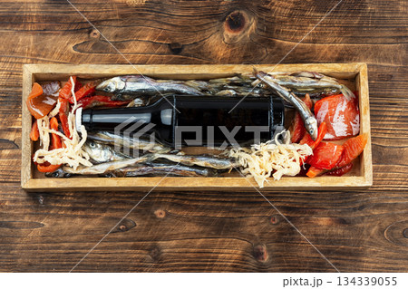 Dried salted fish, delicious snack for beer. Dried salted fish, delicious snack for beer. 134339055