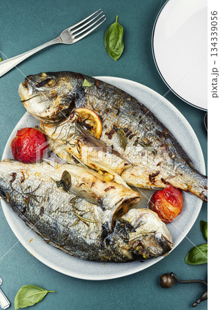 Yummy baked dorado fish. Yummy baked dorado fish. 134339056