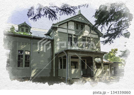 水彩画風 松本 あがたの森公園 旧松本高等学校講堂 長野県松本市 水彩画風 松本 あがたの森公園 旧松本高等学校講堂 長野県松本市 134339860