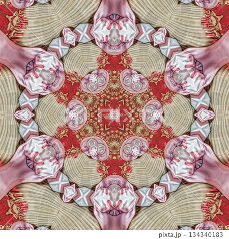 Mixed Embroidery Print Design Featuring Iconic Traditional Motifs . Elegant and Detailed Japanese-Inspired Textile Pattern for Fabric, Surface, Apparel, Home Decor, and Print Design Projects 134340183