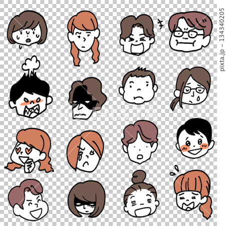 Various human faces 134340205