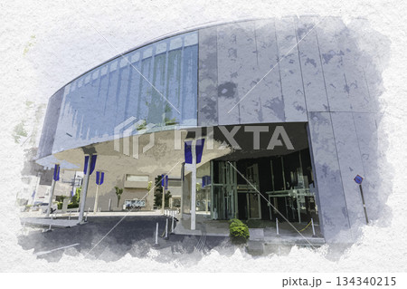 水彩画風 松本 まつもと市民芸術館 長野県松本市 水彩画風 松本 まつもと市民芸術館 長野県松本市 134340215