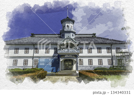 水彩画風 松本 旧開智学校 長野県松本市 水彩画風 松本 旧開智学校 長野県松本市 134340331