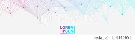 Global network connection website header or banner design. Abstract background with connecting dots and lines. Global business. Social network communication. Internet technology. Vector illustration 134340659