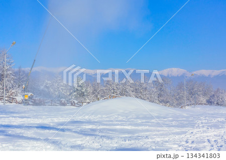 Bansko. Bulgaraia winter, Rila mountain peaks Bansko. Bulgaraia winter, Rila mountain peaks 134341803
