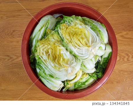 Salted napa cabbage for Kimjang 134341845