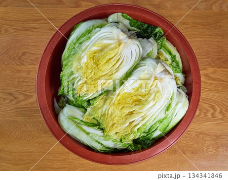 Salted napa cabbage for Kimjang 134341846