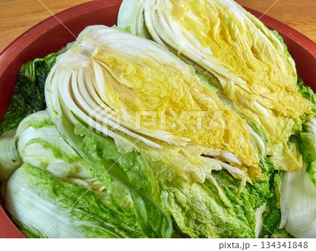 Salted napa cabbage for Kimjang 134341848