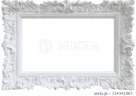 Home interior baroque poster mock up on white wall. Empty mock up. Space for canvas barocco style. Wood painted picture rich decorative photo frame. Pure background. Antique rococo, vintage. Museum Home interior baroque poster mock up on white wall. Empty mock up. Space for canvas barocco style. Wood painted picture rich decorative photo frame. Pure background. Antique rococo, vintage. Museum 134341967