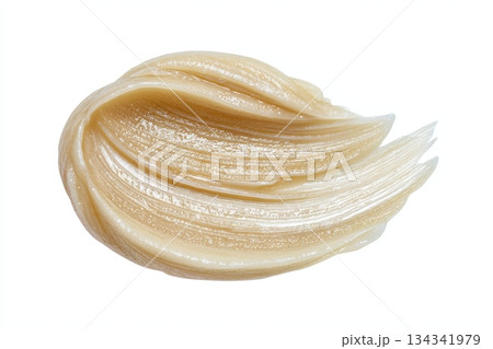 Hydrating Vaseline Application. Dollop of creamy skin care product. Glossy balm texture. Petroleum jelly ointment swatch. Swoosh swatch sample cosmetics. Facial jelly, cleanser. Drop isolate on white. Hydrating Vaseline Application. Dollop of creamy skin care product. Glossy balm texture. Petroleum jelly ointment swatch. Swoosh swatch sample cosmetics. Facial jelly, cleanser. Drop isolate on white. 134341979