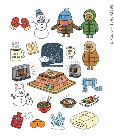 ゆるい擬人化キャラクターのアイコン素材集｜冬vol.2 134342898