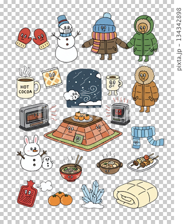 ゆるい擬人化キャラクターのアイコン素材集｜冬vol.2 134342898