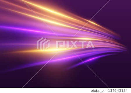 Moving speed at the speed of light. Dynamic neon lines. 134343124