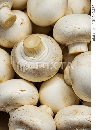 Fresh White Button Mushrooms Close Up Background 134343825