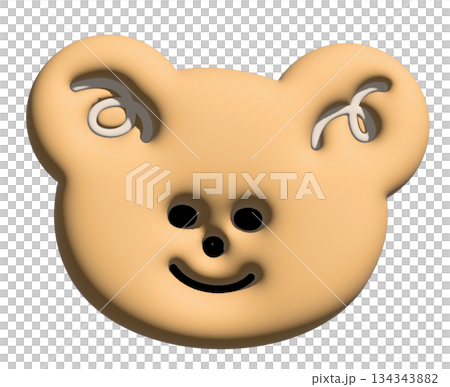 Illustration of smiling teddy bear in 3D for model, merchandise, cartoon character, comic, emoji, mood, emotion, emotion, feeling, zoo, souvenir shop, pin, animal brooch, sticker, bear face shape Illustration of smiling teddy bear in 3D for model, merchandise, cartoon character, comic, emoji, mood, emotion, emotion, feeling, zoo, souvenir shop, pin, animal brooch, sticker, bear face shape 134343882