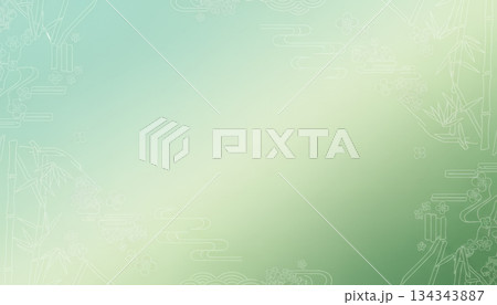 新緑の竹と笹の葉の和風イメージ 新緑の竹と笹の葉の和風イメージ 134343887