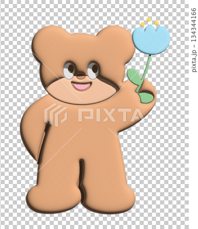 Inflated 3D of teddy bear holding tulip flower for model, merchandise, cartoon character, comic, mascot, mood, emotion, feeling, zoo, souvenir shop, animal brooch, sticker, art toy, kid doll, standee Inflated 3D of teddy bear holding tulip flower for model, merchandise, cartoon character, comic, mascot, mood, emotion, feeling, zoo, souvenir shop, animal brooch, sticker, art toy, kid doll, standee 134344166