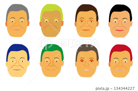 男性 顔 アイコン セット シンプル イラスト 素材 男性 顔 アイコン セット シンプル イラスト 素材 134344227