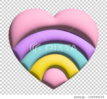 Inflated 3D rainbow heart for Valentine's Day, sticker, merchandise, fabric, decoration, love icon, campaign badge, sign, symbol, women empowerment, girl power, pin, cute patch, brooch, Pride Month Inflated 3D rainbow heart for Valentine's Day, sticker, merchandise, fabric, decoration, love icon, campaign badge, sign, symbol, women empowerment, girl power, pin, cute patch, brooch, Pride Month 134344233