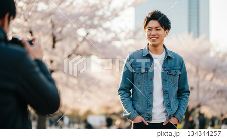 プロフィール写真を撮影する若い男性 134344257